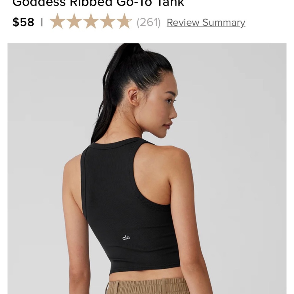 ALO Yoga Black Ribbed Sleeveless Tank Top